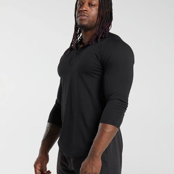 Gymshark Legacy Henley Slim Fit Light Black Size XS NWT in Packaging - Picture 2 of 8